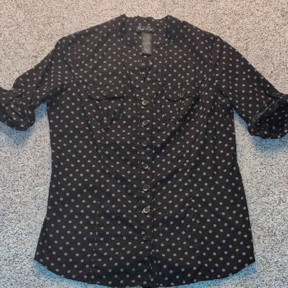 Black Polka Dot Button Down Shirt
